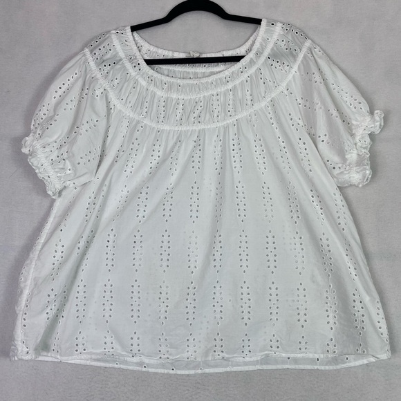 CASLON White Eyelet Cotton Top Short Sleeve Blouse - Picture 1 of 15
